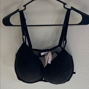 Victoria's Secret Black Lace Push-Up Bra with Mesh Back